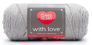 red heart with love light gray yarn - 1 pack of 198g/7oz - acrylic - 4 medium (worsted) - 370 yards - knitting/crochet