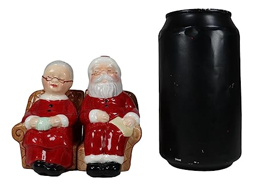 Ebros Gift North Pole Residence Mr And Mrs Santa Claus Sitting On Sofa Chair Christmas Couple Salt And Pepper Shakers Set Ceramic Figurines Party Kitchen Tabletop Collectible