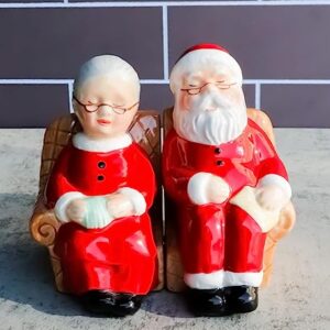 Ebros Gift North Pole Residence Mr And Mrs Santa Claus Sitting On Sofa Chair Christmas Couple Salt And Pepper Shakers Set Ceramic Figurines Party Kitchen Tabletop Collectible