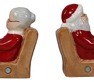 Ebros Gift North Pole Residence Mr And Mrs Santa Claus Sitting On Sofa Chair Christmas Couple Salt And Pepper Shakers Set Ceramic Figurines Party Kitchen Tabletop Collectible