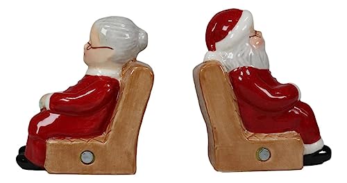 Ebros Gift North Pole Residence Mr And Mrs Santa Claus Sitting On Sofa Chair Christmas Couple Salt And Pepper Shakers Set Ceramic Figurines Party Kitchen Tabletop Collectible