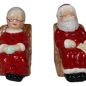 Ebros Gift North Pole Residence Mr And Mrs Santa Claus Sitting On Sofa Chair Christmas Couple Salt And Pepper Shakers Set Ceramic Figurines Party Kitchen Tabletop Collectible