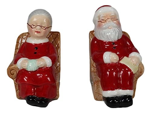 Ebros Gift North Pole Residence Mr And Mrs Santa Claus Sitting On Sofa Chair Christmas Couple Salt And Pepper Shakers Set Ceramic Figurines Party Kitchen Tabletop Collectible