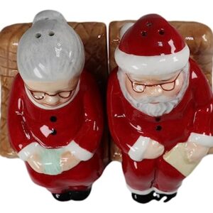 Ebros Gift North Pole Residence Mr And Mrs Santa Claus Sitting On Sofa Chair Christmas Couple Salt And Pepper Shakers Set Ceramic Figurines Party Kitchen Tabletop Collectible