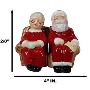 Ebros Gift North Pole Residence Mr And Mrs Santa Claus Sitting On Sofa Chair Christmas Couple Salt And Pepper Shakers Set Ceramic Figurines Party Kitchen Tabletop Collectible