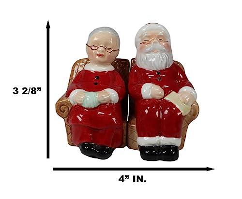 Ebros Gift North Pole Residence Mr And Mrs Santa Claus Sitting On Sofa Chair Christmas Couple Salt And Pepper Shakers Set Ceramic Figurines Party Kitchen Tabletop Collectible