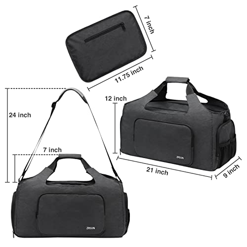 Gym Bags for Men Women, Sports Duffle Bag, Travel Gym Bag with Shoes Compartment and Wet Pocket, Foldable, Lightweight for Travel, Gym, Yoga