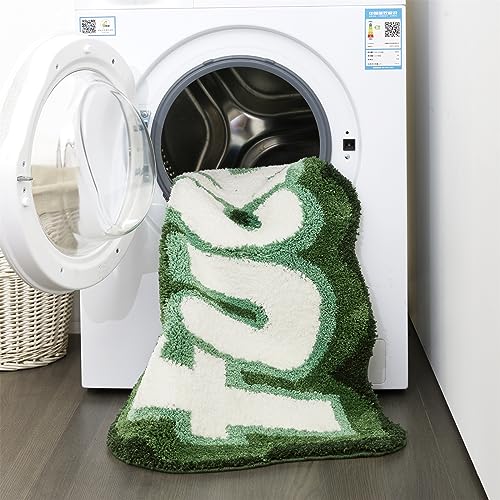 RoomTalks Green Cute Funky Bathroom Rugs Non Slip Washable, Shaggy Soft Absorbent Funny Cool Unique 2x3 Accent Throw Carpet Small Area Rugs for Bedroom Bathroom Dorm Kitchen Rude Swear Words Fuck Rug