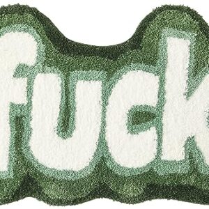 RoomTalks Green Cute Funky Bathroom Rugs Non Slip Washable, Shaggy Soft Absorbent Funny Cool Unique 2x3 Accent Throw Carpet Small Area Rugs for Bedroom Bathroom Dorm Kitchen Rude Swear Words Fuck Rug