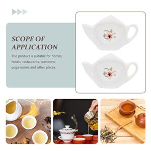Ceramic Teabag Caddy Holder: Teapot Shaped Tea Bag Holder Resting Caddy Saucer Dessert Spoon Rests Teabag Saucer Seasoning Dish Loose Tea Dish 2Pcs