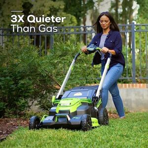 Greenworks 60V 25inch Cordless Self-propelled Lawn Mower ,with (2) 4.0AH Batteries and Dual Port Charger and Replacement Blades