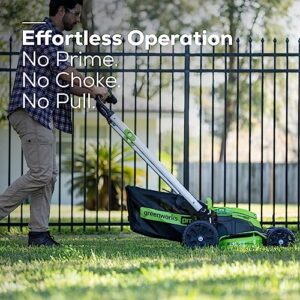 Greenworks 60V 25inch Cordless Self-propelled Lawn Mower ,with (2) 4.0AH Batteries and Dual Port Charger and Replacement Blades