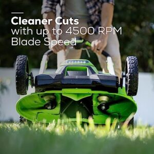Greenworks 60V 25inch Cordless Self-propelled Lawn Mower ,with (2) 4.0AH Batteries and Dual Port Charger and Replacement Blades