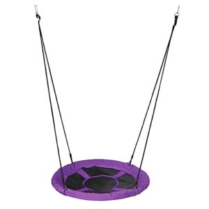 homgarden saucer tree swing purple set 40" waterproof round outdoor nest spinner web tree swing 800 lbs weight capacity durable steel frame w/adjustable nylon ropes kids, teens adults