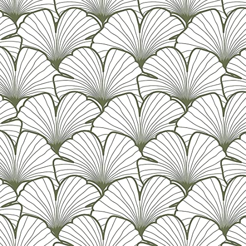 Heroad Brand Green Leaf Wallpaper Peel and Stick Green Ginkgo Leaves Wallpaper Geometry Contact Paper Self Adhesive Boho Thicken Contact Paper for Cabinets Removable Waterproof Vinyl 15.5"x196"