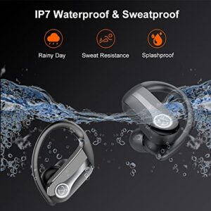 Wireless Earbuds, Bluetooth 5.3 Headphones 50H Playtime Sports Earphones Over-Ear Earhooks Headset with LED Display, ENC Mic, IP7 Waterproof Ear Buds for Workout, USB-C, Gym, Running, Black (2023 New)