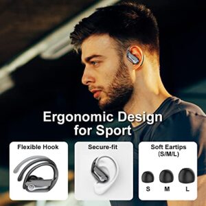 Wireless Earbuds, Bluetooth 5.3 Headphones 50H Playtime Sports Earphones Over-Ear Earhooks Headset with LED Display, ENC Mic, IP7 Waterproof Ear Buds for Workout, USB-C, Gym, Running, Black (2023 New)