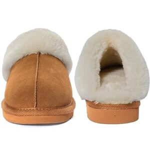 LazyStep Women's Fuzzy Memory Foam Slippers Fluffy House Shoes Indoor Outdoor(Tan,Size 5-6)