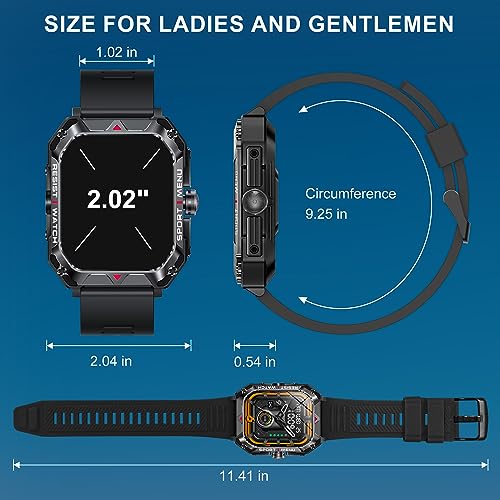 Smart Watches for Men Women with Call, Ultra Thin 2.02" HD Touch Screen, IP68 Waterproof, Fitness Tracker with Heart Rate Blood Oxygen Monitor, 40Days Long Battery for Android IOS(with 2 bands)(Black)