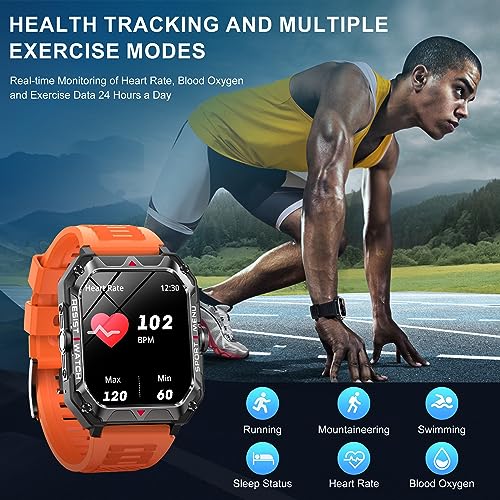 Smart Watches for Men Women with Call, Ultra Thin 2.02" HD Touch Screen, IP68 Waterproof, Fitness Tracker with Heart Rate Blood Oxygen Monitor, 40Days Long Battery for Android IOS(with 2 bands)(Black)