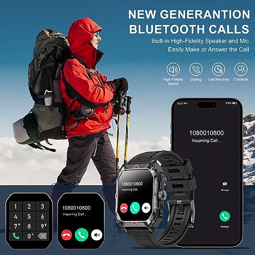 Smart Watches for Men Women with Call, Ultra Thin 2.02" HD Touch Screen, IP68 Waterproof, Fitness Tracker with Heart Rate Blood Oxygen Monitor, 40Days Long Battery for Android IOS(with 2 bands)(Black)