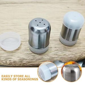 VILLCASE 2pcs Salt and Pepper Shakers Stainless Steel Seasoning Bottle Multipurpose Spices Shakers 5 Holes Shaking Bottles Seasoning Jars for Home Kitchen Restaurant