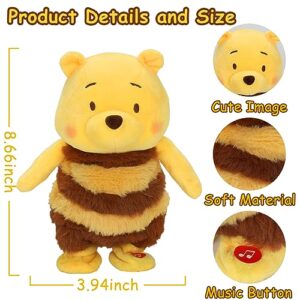 9 Inch Winnie Toys Talking Walking Singing Pooth Bear Plush Toys Repeat What You Say, Interactive Bear Stuffed Toy Figures for Toddler Kids Birthday