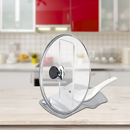 Pot Lid Stand Rack - 1Pc Home Kitchen Stainless Steel Spoon Holder Pot - for Cooking Spoon, Truner, Hot Pot Lids and Hot Pan Cover - Lid Shelf Cooking Rack Pan Cover Stand Hot