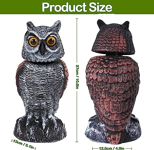 XYSFUZD Plastic Fake Owl for Garden Owl with Moving Head and Sound Owl Statues