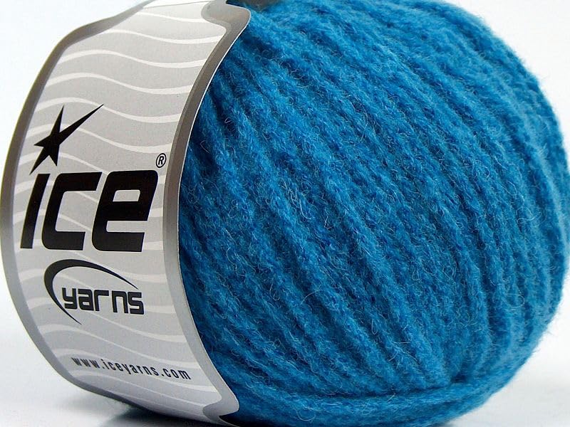 Blue Baby Alpaca, Merino Wool Blend Yarn, Worsted 50 Grams (1.76 Ounces) 100 Meters (109 Yards)