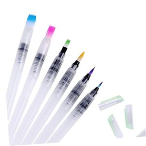 FAVOMOTO Water Brush Pen 9 Pcs Water Coloring Brush Pen Water Soluble Colored Pencils Painting Pen Fountain Pen Flat Pen White Solid Set Ink Pen Set