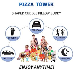 whitewhale 4PCS Pizza Tower Plush, Gift for Game Enthusiasts, Soft Stuffed Dolls for Children and Adults, Birthday for Boys and Girls, Christmas and Easter Basket Filling Selection,