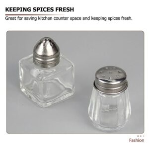 DOITOOL 10Pcs Mini Salt and Pepper Shakers - Glass Transparent Salt and Pepper Shakers Cute - Portable Mini Powdered Sugar Shaker Duster Salt Shaker for Travel, Camping, Baking