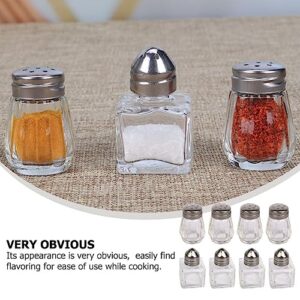 DOITOOL 10Pcs Mini Salt and Pepper Shakers - Glass Transparent Salt and Pepper Shakers Cute - Portable Mini Powdered Sugar Shaker Duster Salt Shaker for Travel, Camping, Baking