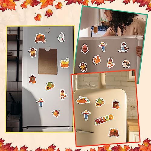 20pcs Fall Magnetic Decorations, Owls Pumpkin Fridge Magnets Autumn Theme Refrigerator Decals Happy Fall Magnets Fridge Decorations for Thanksgiving Decorations