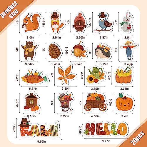 20pcs Fall Magnetic Decorations, Owls Pumpkin Fridge Magnets Autumn Theme Refrigerator Decals Happy Fall Magnets Fridge Decorations for Thanksgiving Decorations