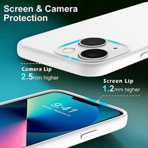 YATWIN [5 in 1 Designed for iPhone 13 Case with 2X Screen Protector + 2X Camera Lens Protector, Liquid Silicone Slim Soft Rubber Shockproof Phone Case Cover for iPhone 13 (6.1") - White