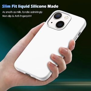 YATWIN [5 in 1 Designed for iPhone 13 Case with 2X Screen Protector + 2X Camera Lens Protector, Liquid Silicone Slim Soft Rubber Shockproof Phone Case Cover for iPhone 13 (6.1") - White