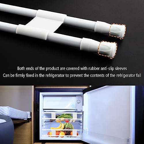 2 Sets RV Refrigerator Bars,Double RV Refrigerator Bars Tension Rods,Adjustable Automotive Products,Spring Tension Rod Extends Between 15.8"-27.6",Car Accessories for Camper Must Haves