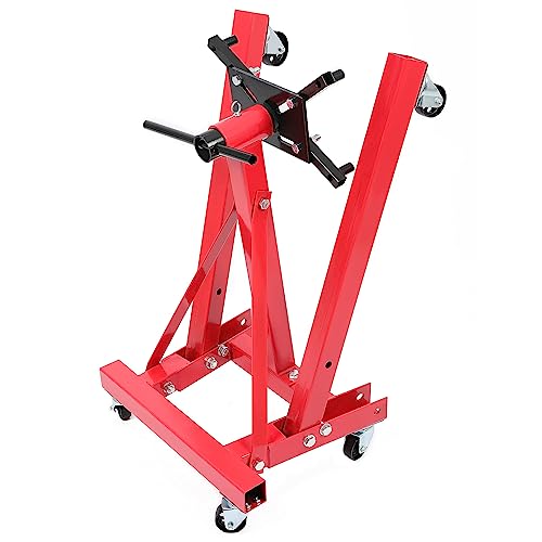 KUAFU Universal 360 Degree Rotating Engine Stand Adjustable Mounting Head Folding Frame for Auto Truck Motor Hoist Repair Jack 2000LBS Capacity Heavy Duty Steel-RED