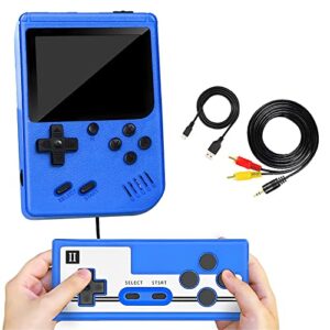 handheld game console , 400 retro video games , 3'' lcd screen retro handheld video game console, portable retro handheld game console supports for connecting tv & two players (blue)