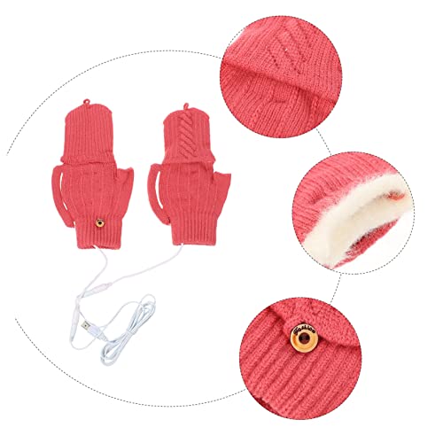 CLISPEED 1 Set Heated Gloves Ski Gloves Hand Warmers Gloves PC Laptop Warm Laptop Gloves Warming Gloves USB Heated Gloves for Typing Sports Thermal Gloves Electric Thermal Mitts Hand Covers