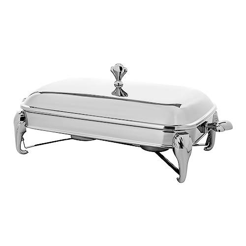 CNCEST 2.9L Chafing Dish Buffet Set Server,Stainless Steel Chafing Dishes Oven Safe Glass Rectangle Food Warmer for Parties (Silver)