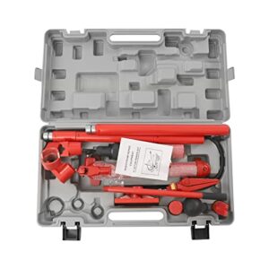 12 ton hydraulic jack ram kit 14 accessories auto body frame repair kit portable hydraulic lift equipment tool steel hydraulic jack with case for car truck repair(12t/26455lbs)