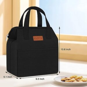 KUBYA Lunch Bag Simple Lunch Box for Women Men Insulated Lunch Bag & Storage bag Reusable Lunch Tote Bag for Work, Picnic Beach or Travel (Black)