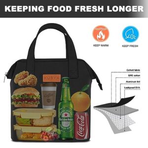 KUBYA Lunch Bag Simple Lunch Box for Women Men Insulated Lunch Bag & Storage bag Reusable Lunch Tote Bag for Work, Picnic Beach or Travel (Black)