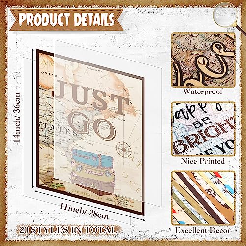 Pasimy 20 Pcs Travel Map Motivational Wall Decor Travel World Inspirational Bulletin Board Posters Positive Travel Themed Classroom Decorations Inspirational Posters for School Office Travel Party