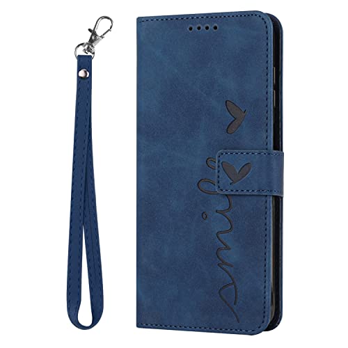 Yarxiawin for Infinix Note 30 Pro Case Wallet Green for Men Flip Infinix Note 30 Pro Phone Case Leather with Card Holder Shockproof Cover Stylish with Black Lanyard (Blue)