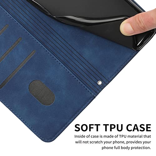 Yarxiawin for Infinix Note 30 Pro Case Wallet Green for Men Flip Infinix Note 30 Pro Phone Case Leather with Card Holder Shockproof Cover Stylish with Black Lanyard (Blue)