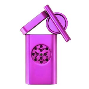 storage case with mini grinder all-in-one, portable for on the go (purple)